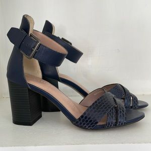 COPY - St Michaels( M&S)  blue faux snake skin block heel SIZE UK 5 (US7.5)